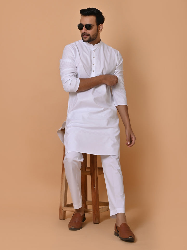 Checked White Kurta Set - KM36995-1