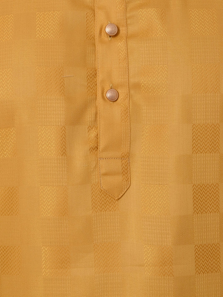 Checked Yellow Kurta Set - KM36995-105