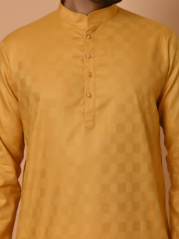 Checked Yellow Kurta Set - KM36995-105
