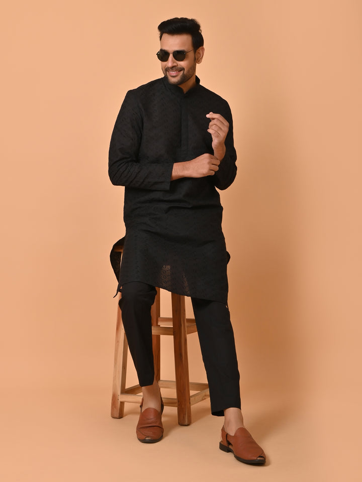 Geometric Black Kurta Set - KM26317-BK29