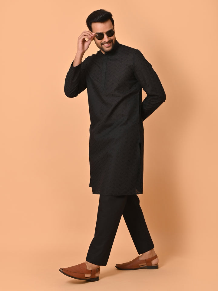 Geometric Black Kurta Set - KM26317-BK29