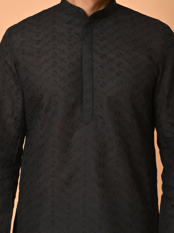 Geometric Black Kurta Set - KM26317-BK29