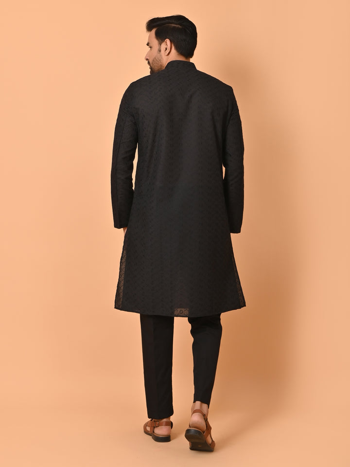 Geometric Black Kurta Set - KM26317-BK29