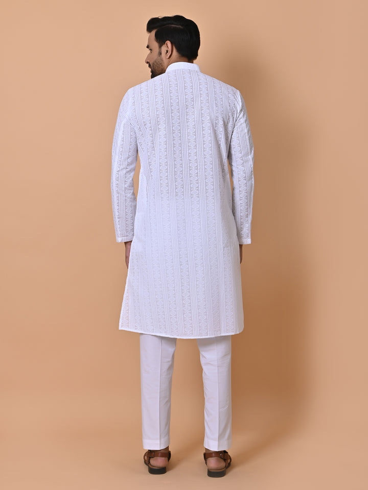 Geometric White Kurta Set - KM36371-W23