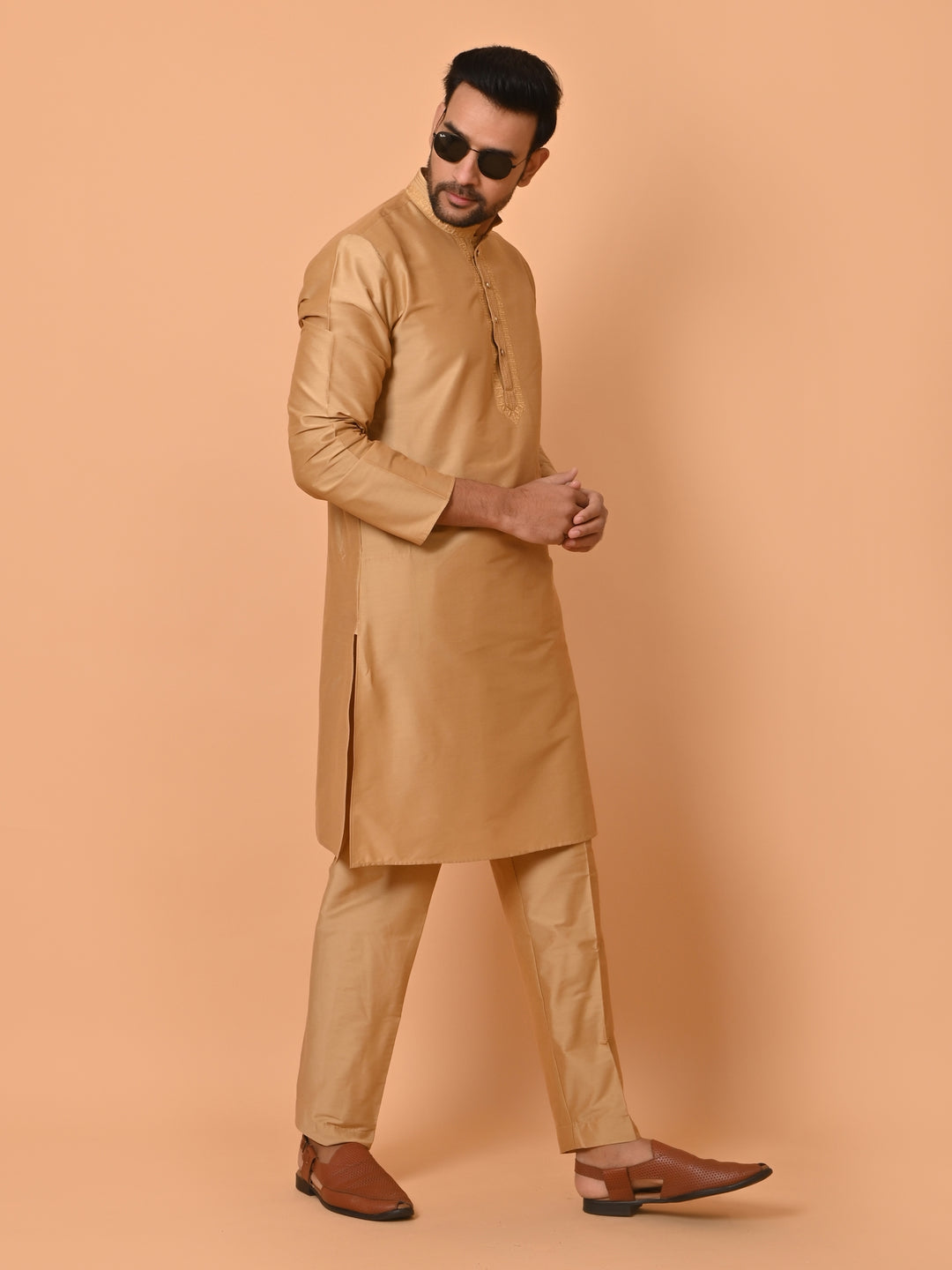 Solid Gold Kurta Set - KM35476-6