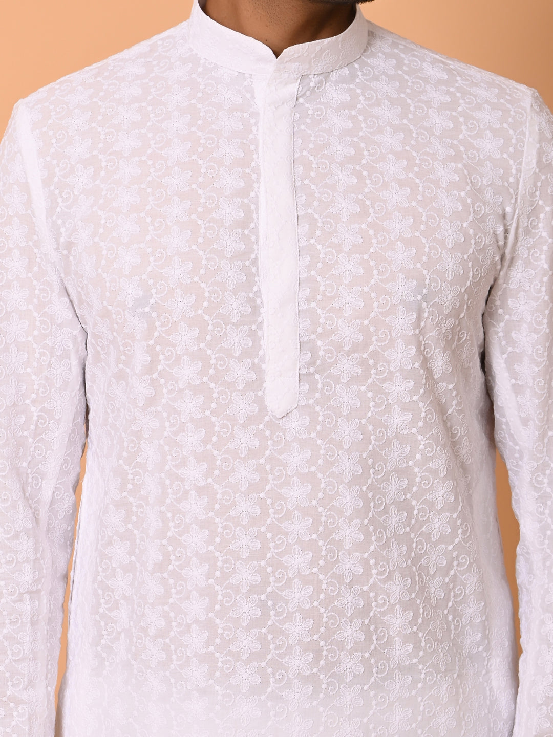 Chikan White Kurta Set - KM26165-11438