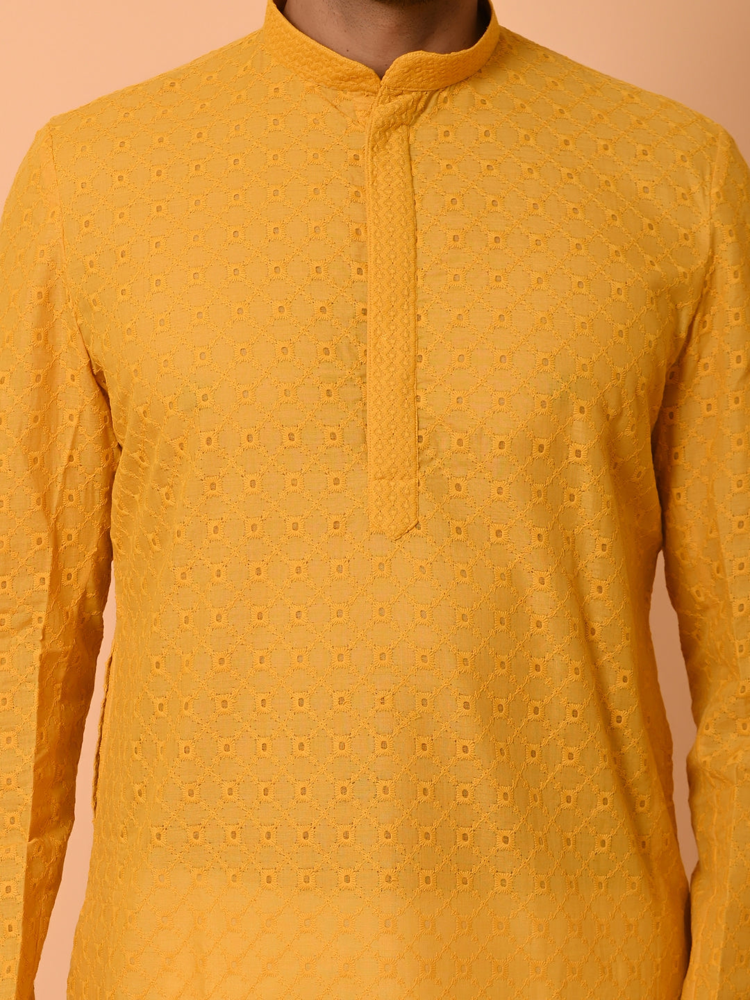 Chikan Mustard Kurta Set - KM32441-MS102