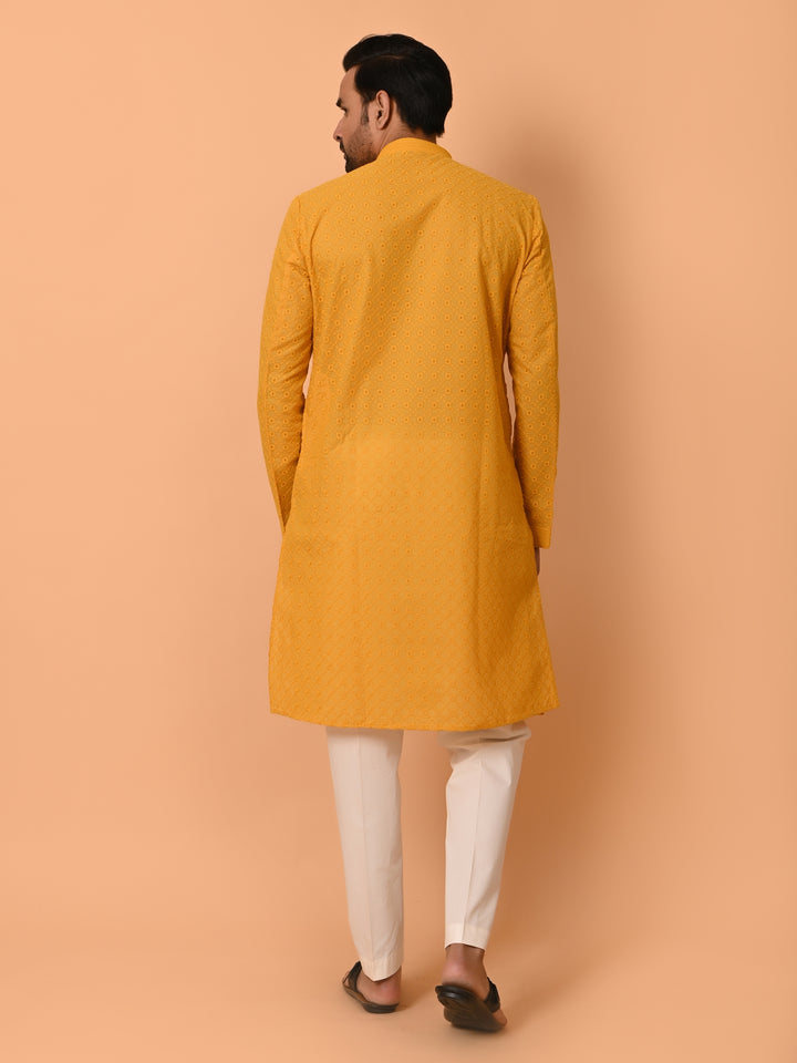 Chikan Mustard Kurta Set - KM32441-MS102