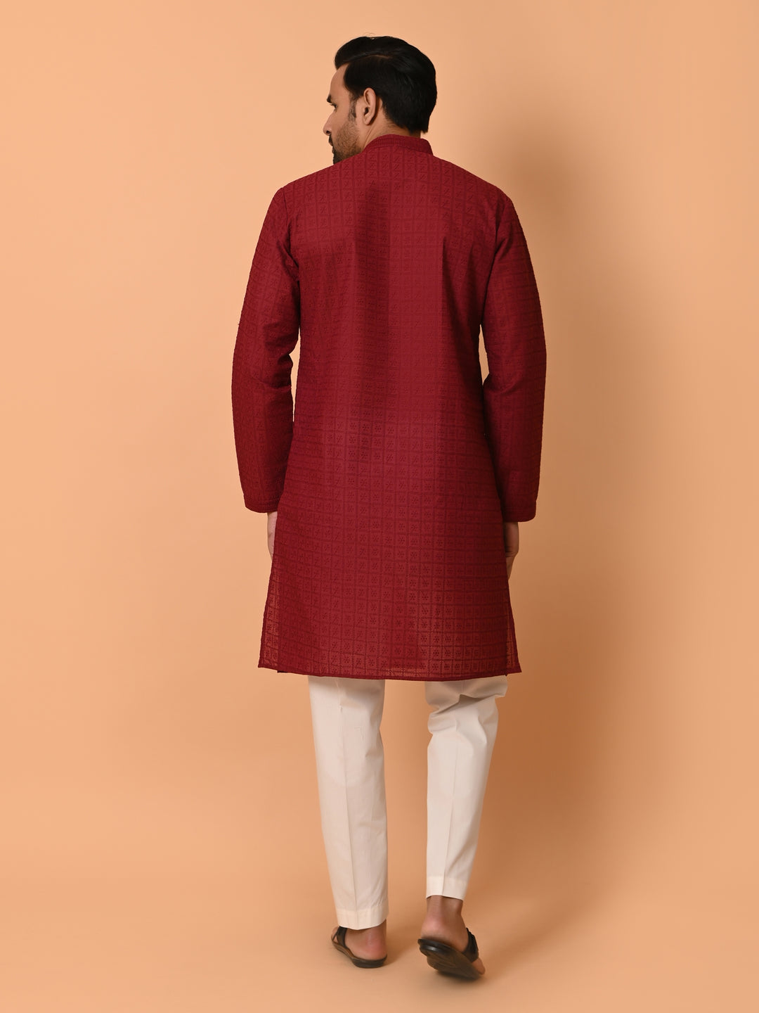 Chikan Maroon Kurta Set - KM36328-MH3