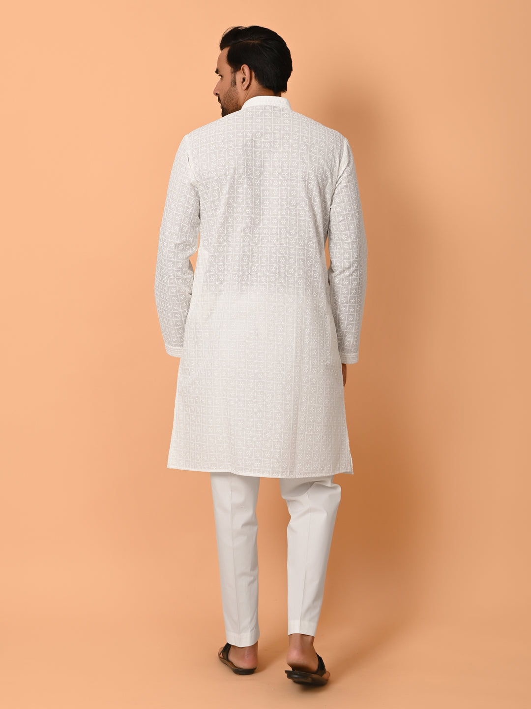 Chikan Off White Kurta Set - KM36328-2