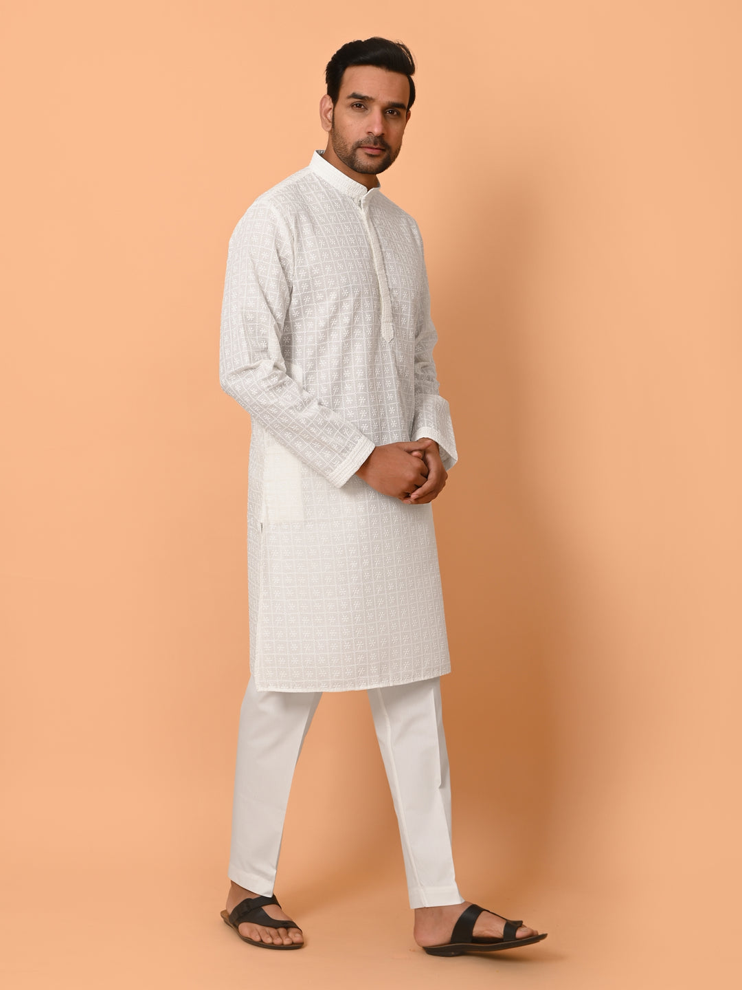 Chikan Off White Kurta Set - KM36328-2