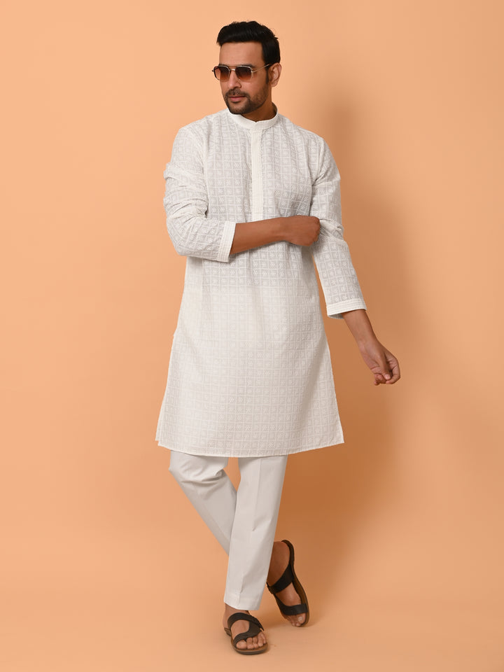 Chikan Off White Kurta Set - KM36328-2