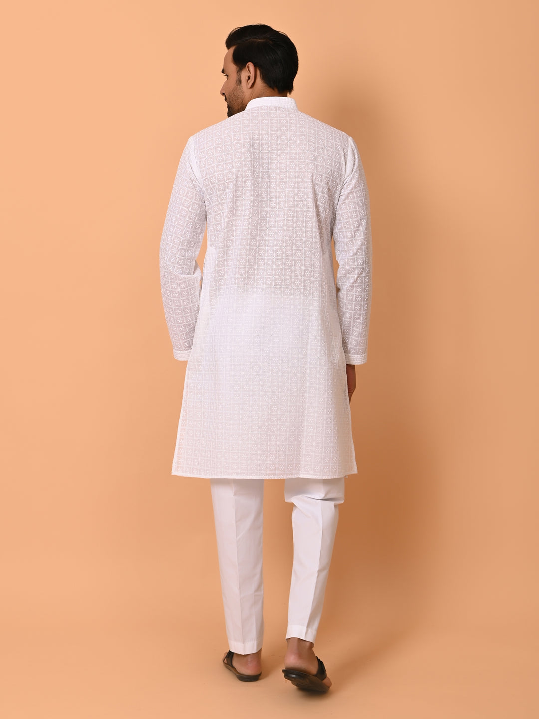 Chikan White Kurta Set - KM36328-1