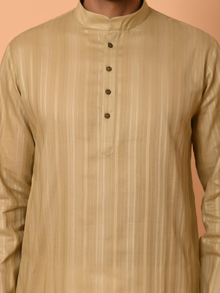 Striped Khaki Kurta Set - KM37231-5