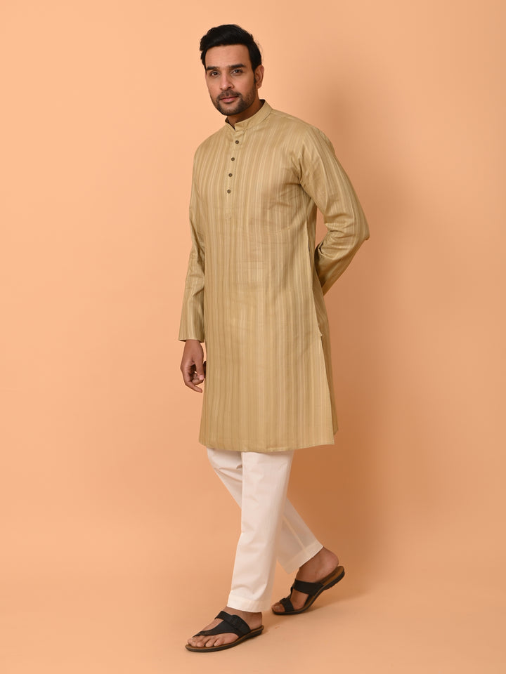 Striped Khaki Kurta Set - KM37231-5