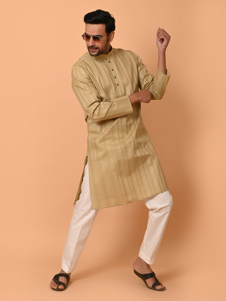 Striped Khaki Kurta Set - KM37231-5