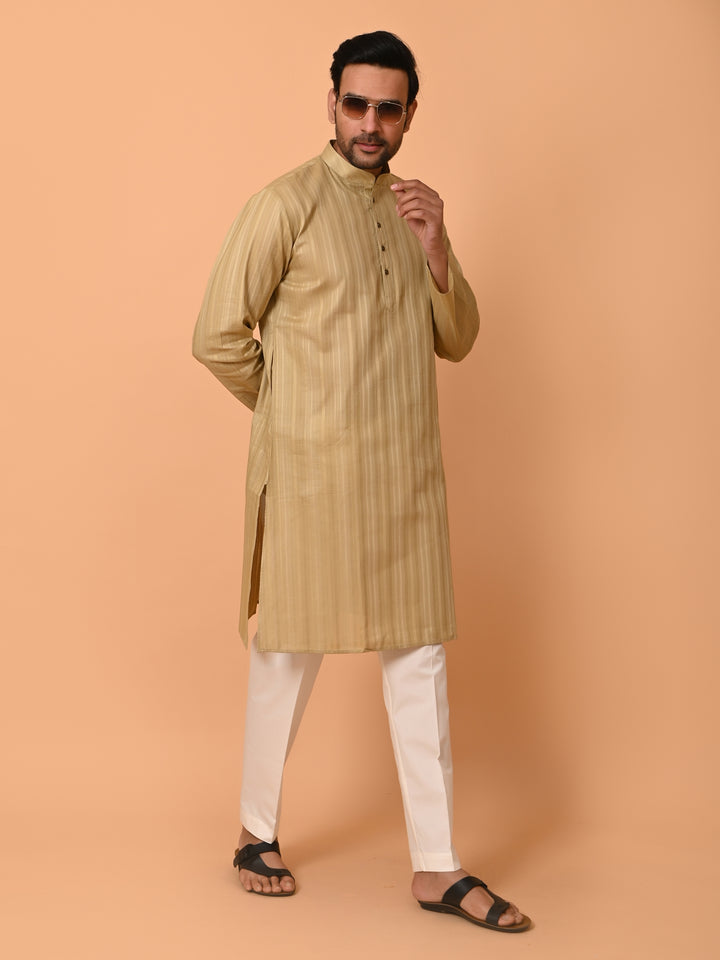 Striped Khaki Kurta Set - KM37231-5