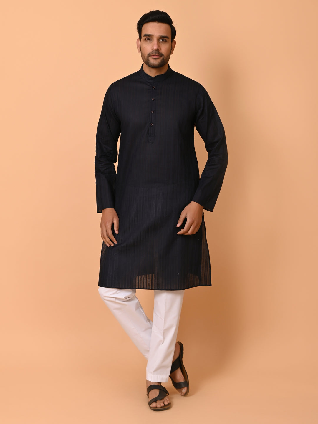 Striped Navy Blue Kurta Set - KM37231-9