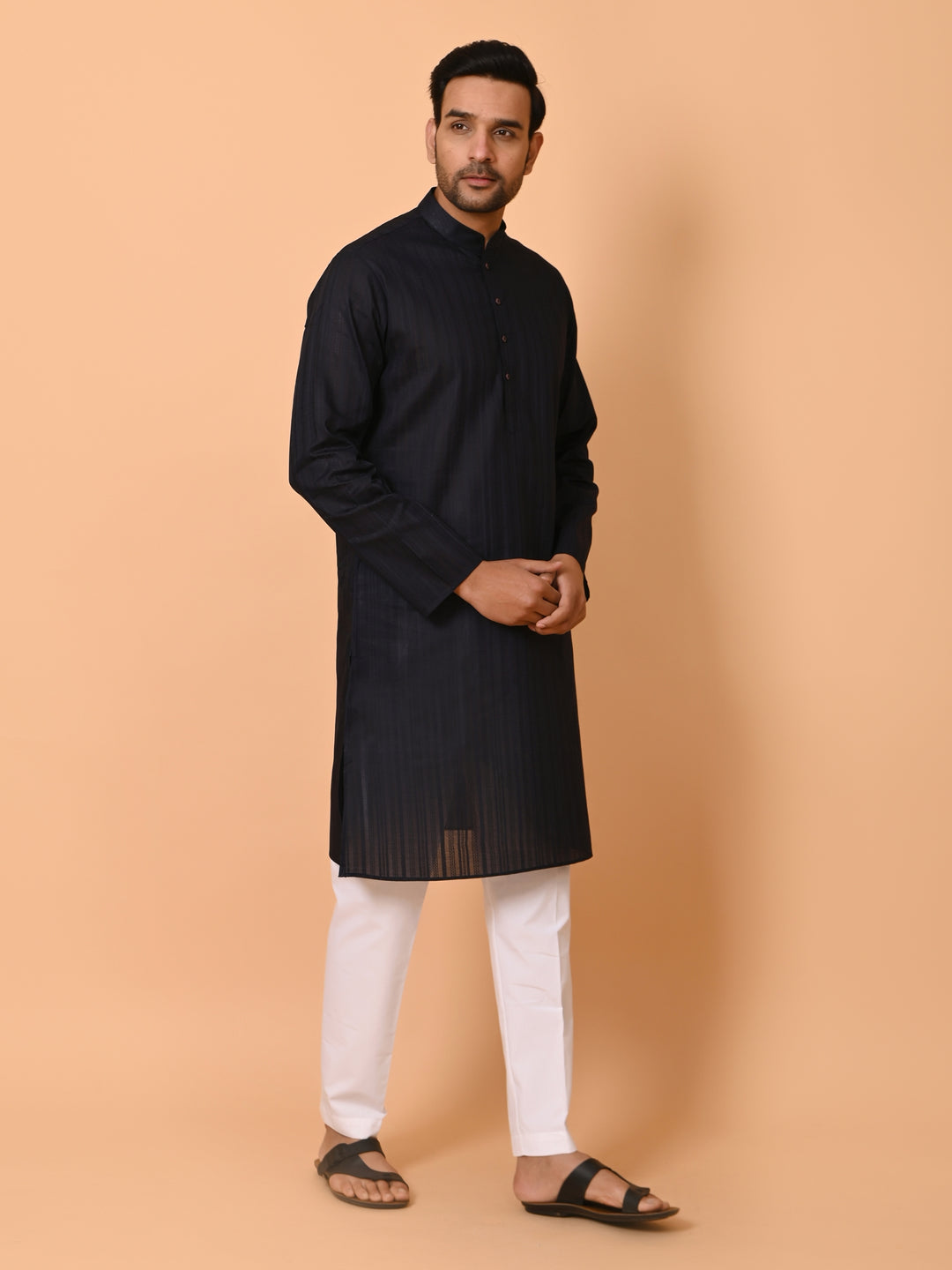 Striped Navy Blue Kurta Set - KM37231-9