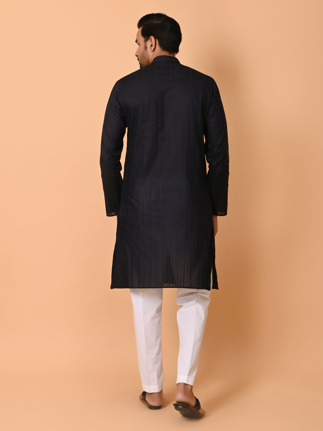 Striped Navy Blue Kurta Set - KM37231-9