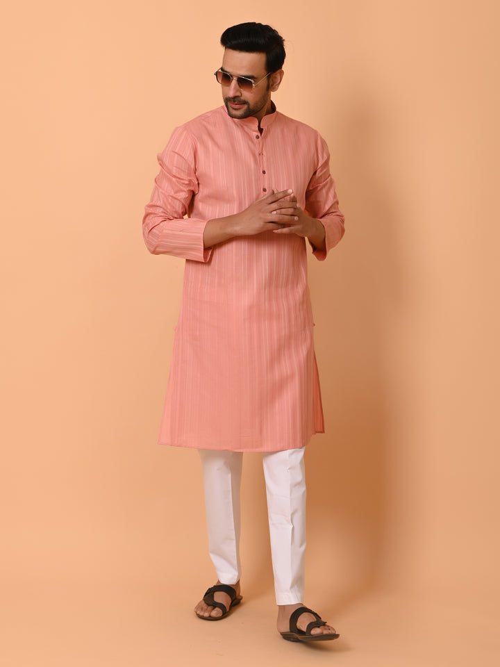 Striped Peach Kurta Set - KM37231-6