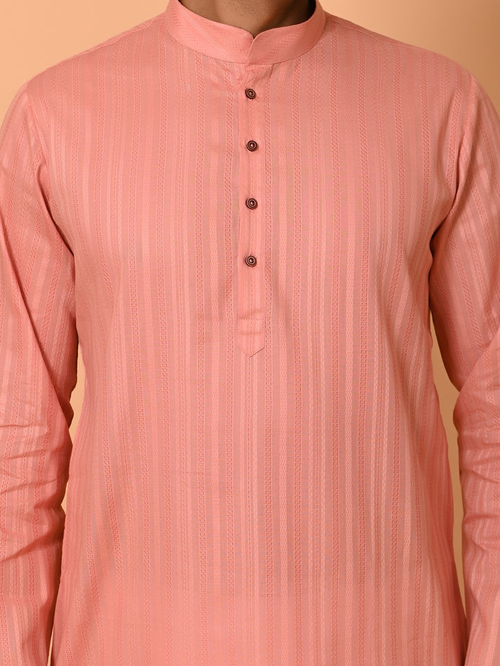 Striped Peach Kurta Set - KM37231-6