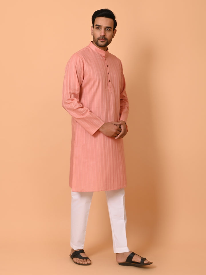 Striped Peach Kurta Set - KM37231-6