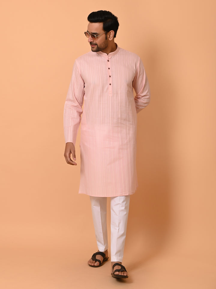 Striped Pink Kurta Set - KM37231-102