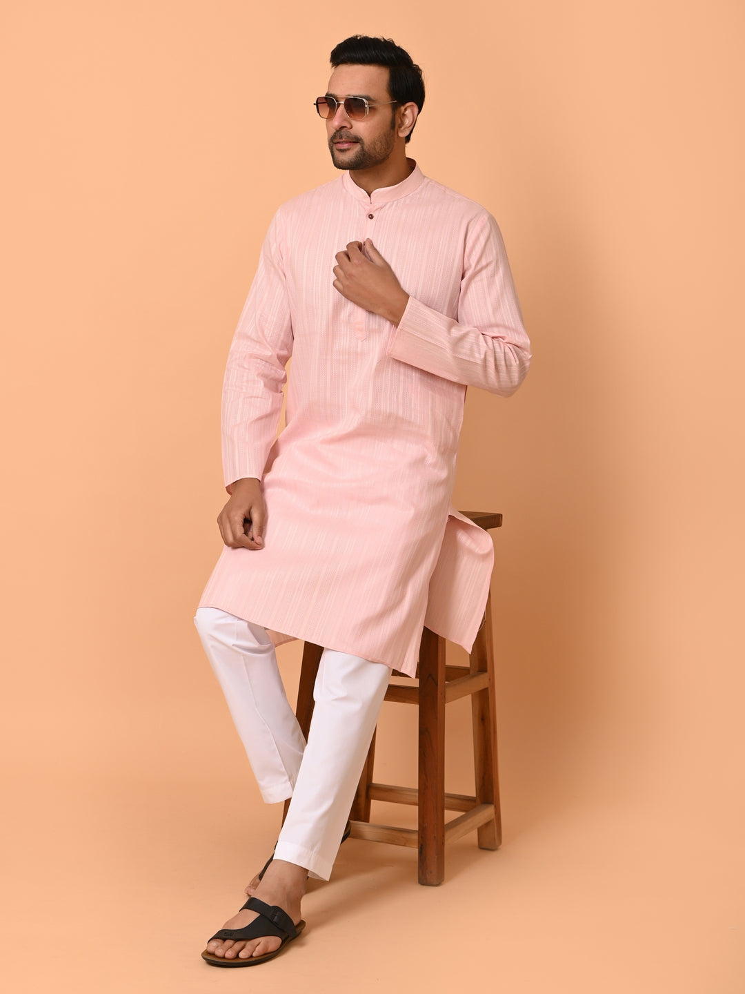 Striped Pink Kurta Set - KM37231-102