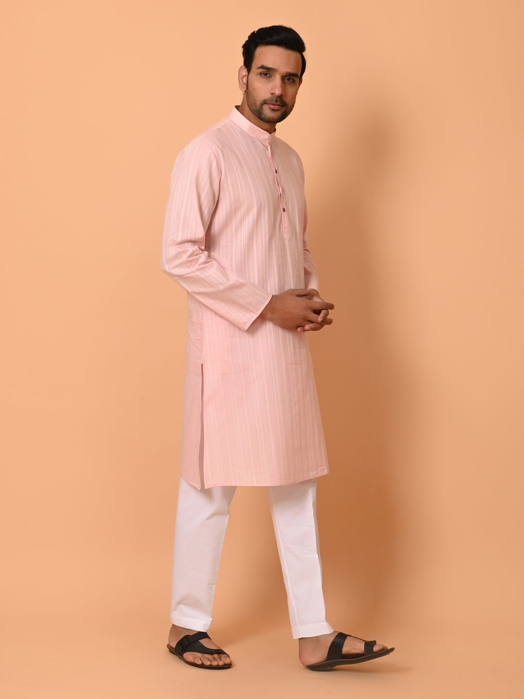 Striped Pink Kurta Set - KM37231-102