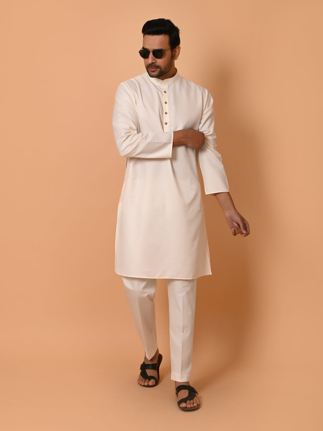 Geometric Cream Kurta Set - KM37232-23