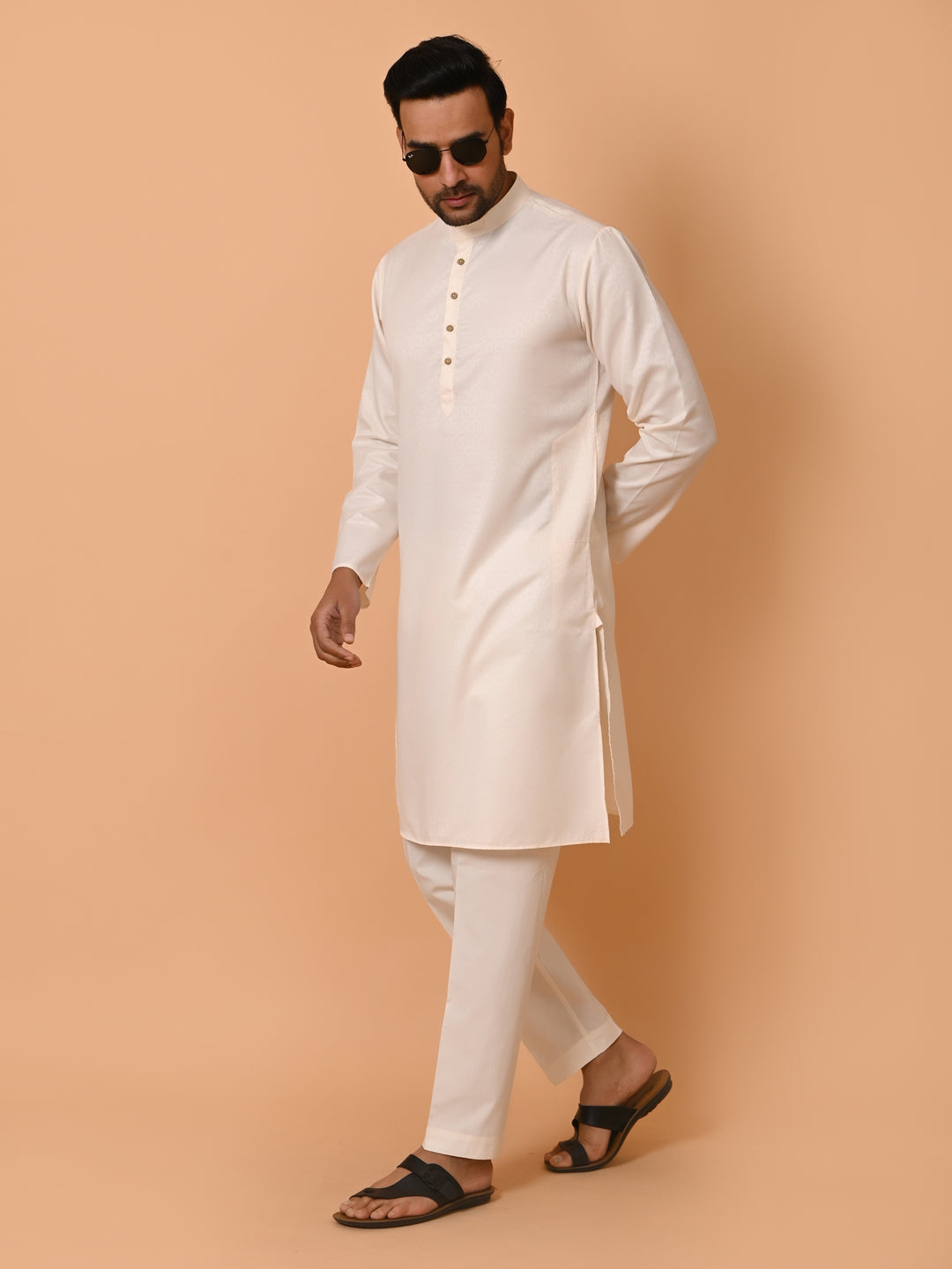 Geometric Cream Kurta Set - KM37232-23