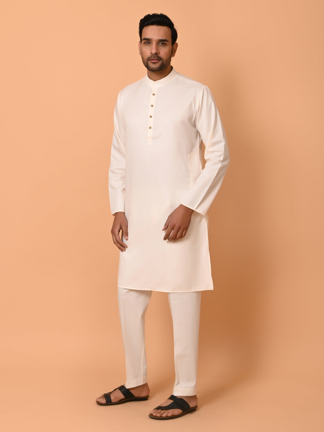 Geometric Cream Kurta Set - KM37232-23