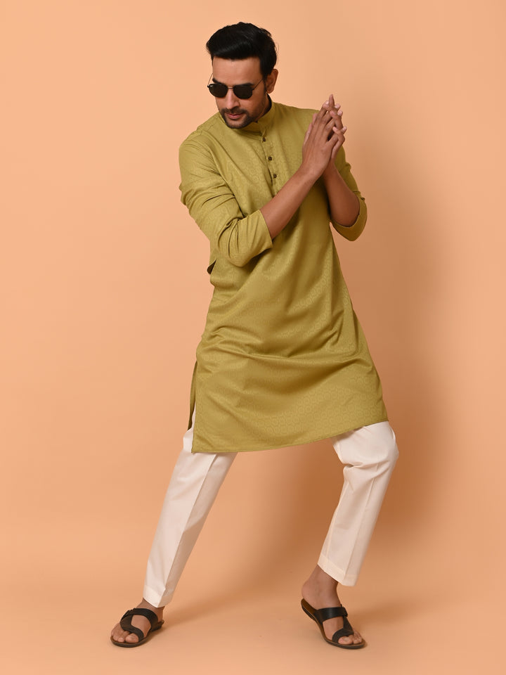 Geometric Olive Kurta Set - KM37232-31