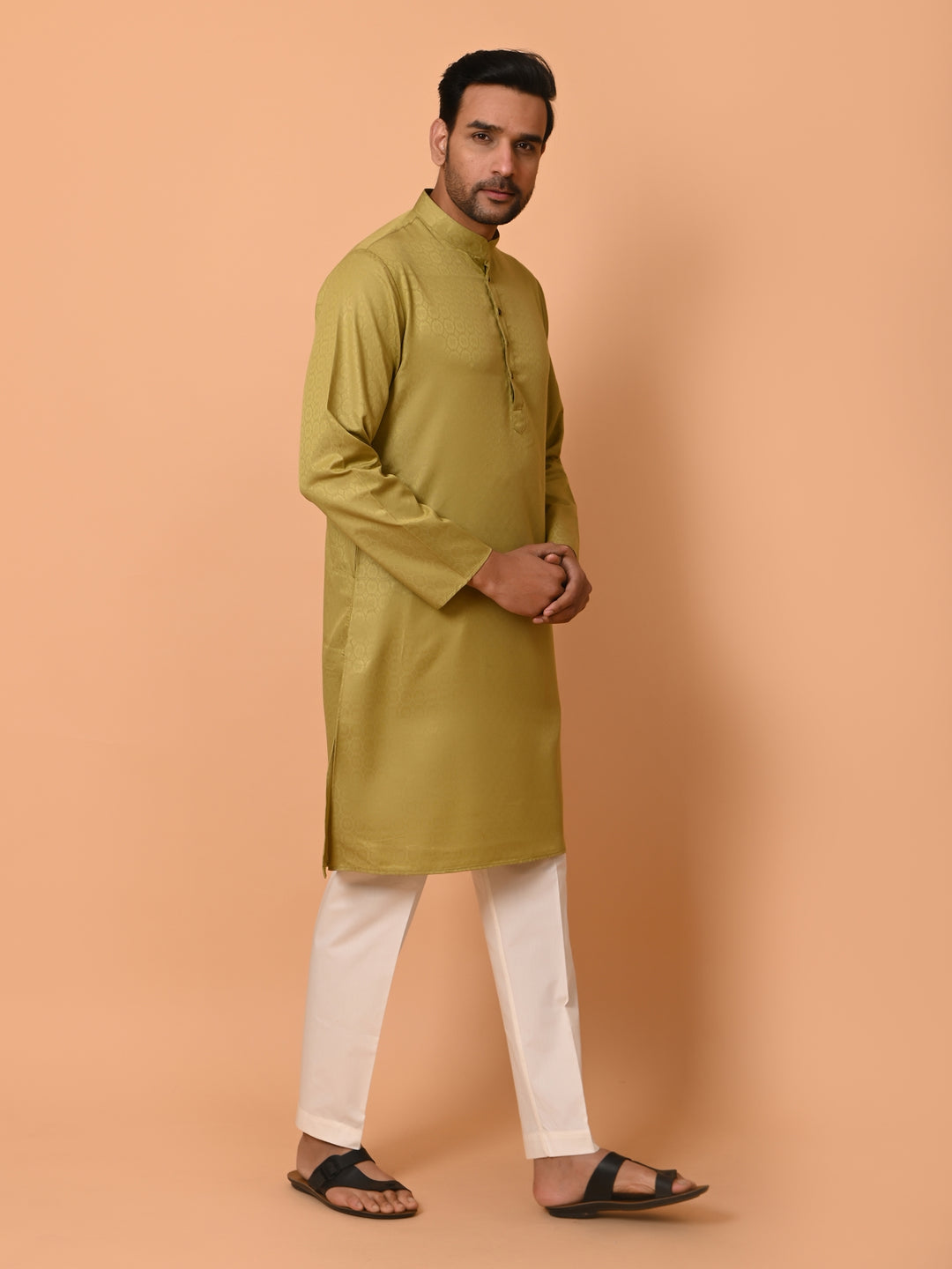 Geometric Olive Kurta Set - KM37232-31