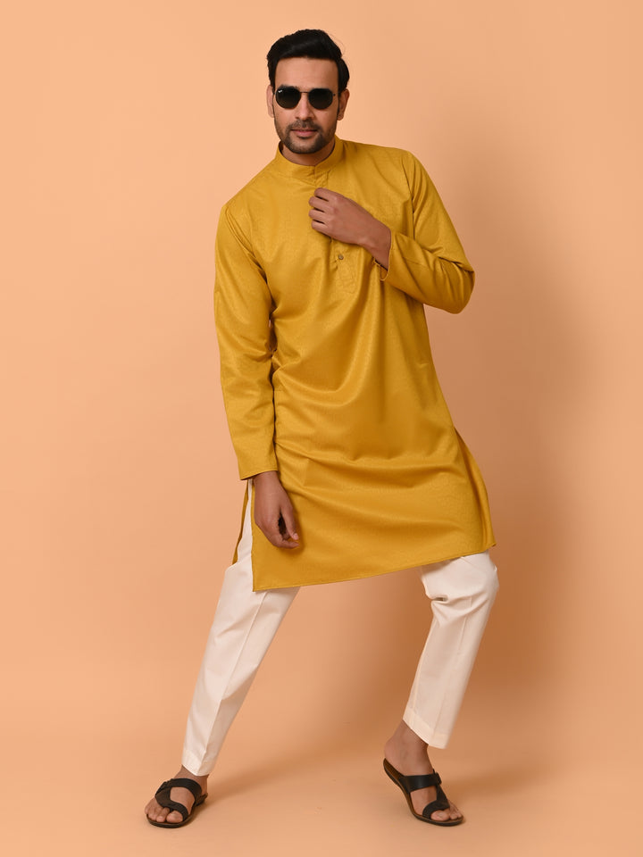 Geometric Mustard Kurta Set - KM37232-33