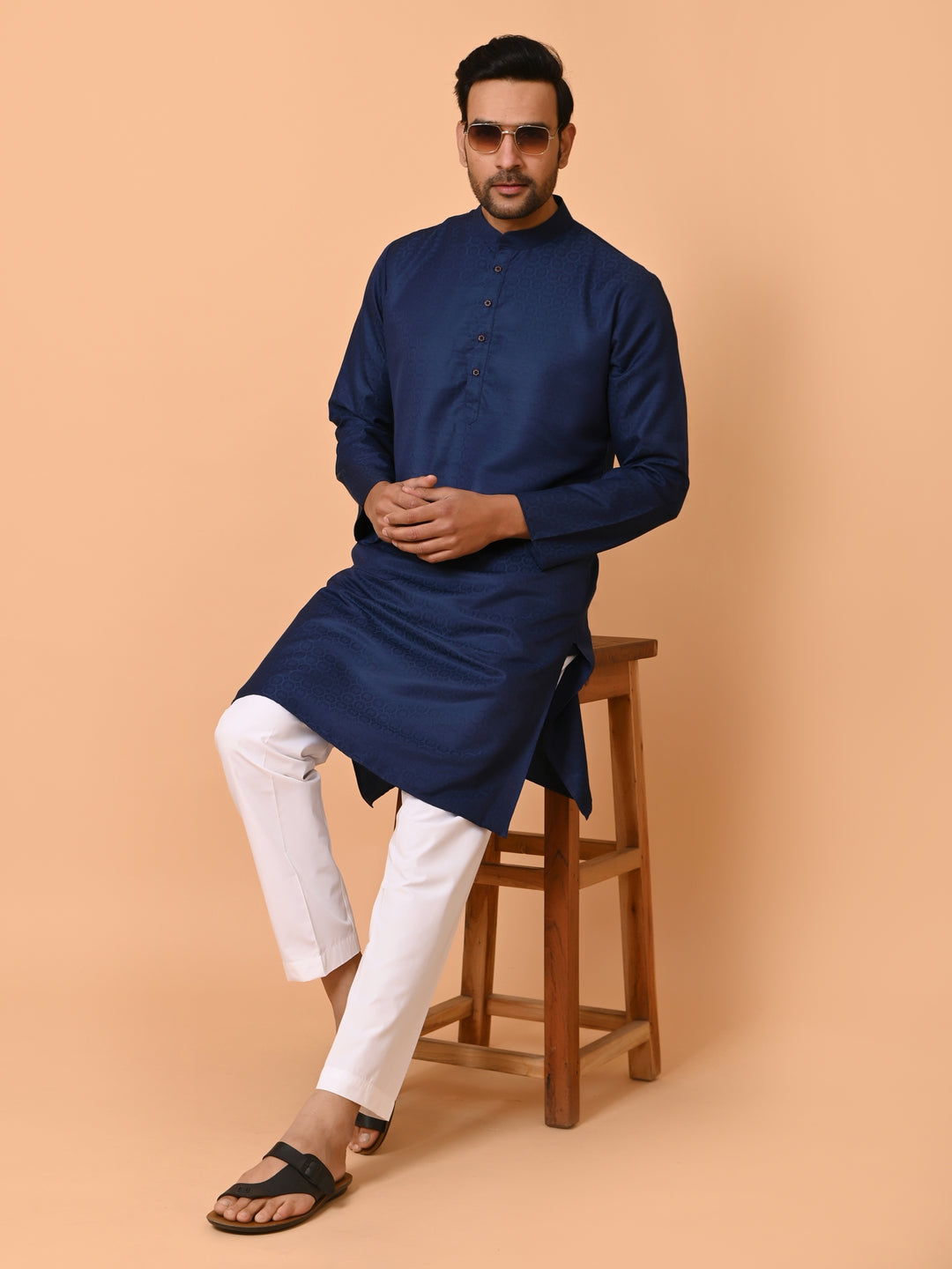 Geometric Navy Blue Kurta Set - KM37232-37