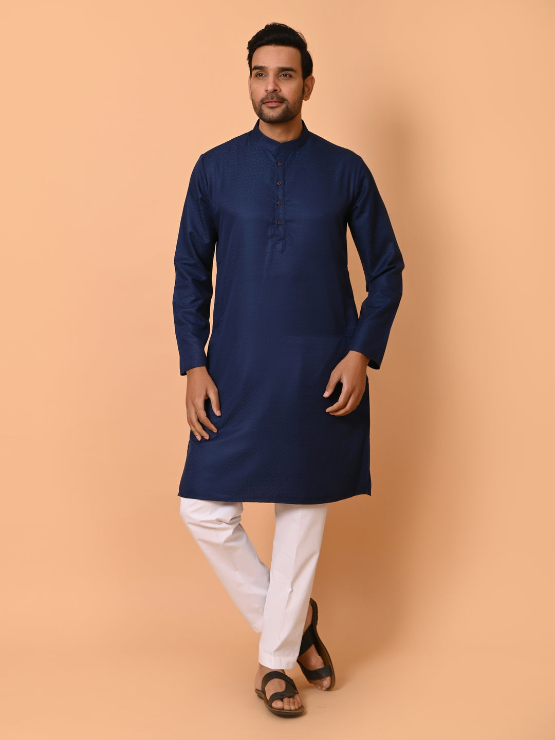 Geometric Navy Blue Kurta Set - KM37232-37