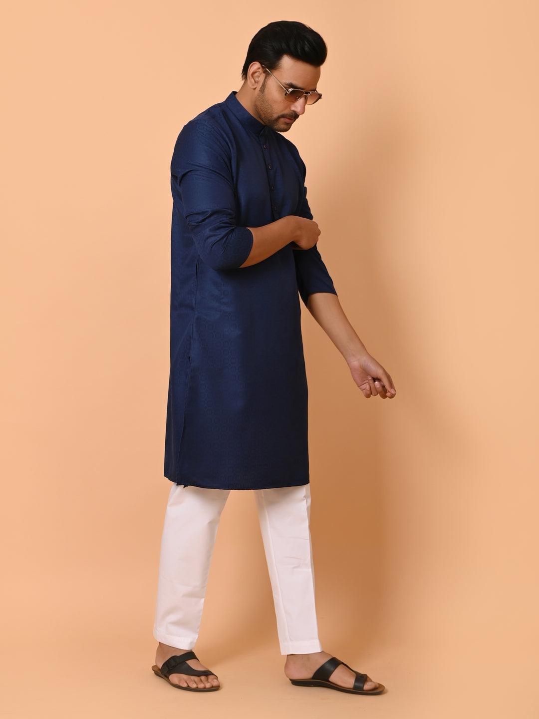 Geometric Navy Blue Kurta Set - KM37232-37