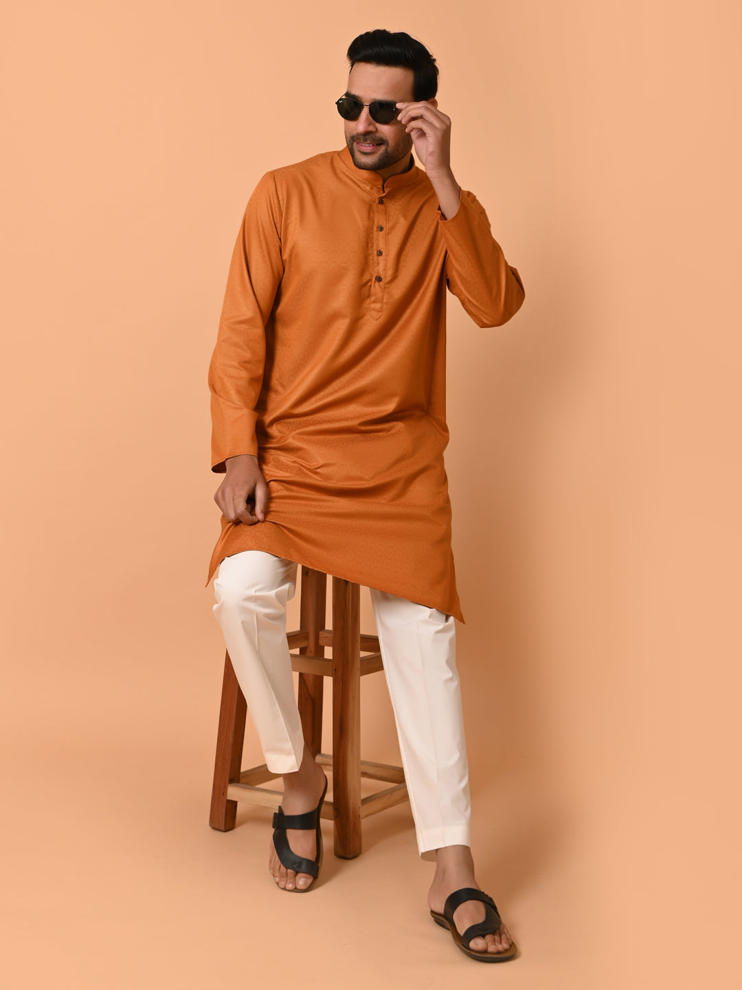 Geometric Rust Kurta Set - KM37232-35