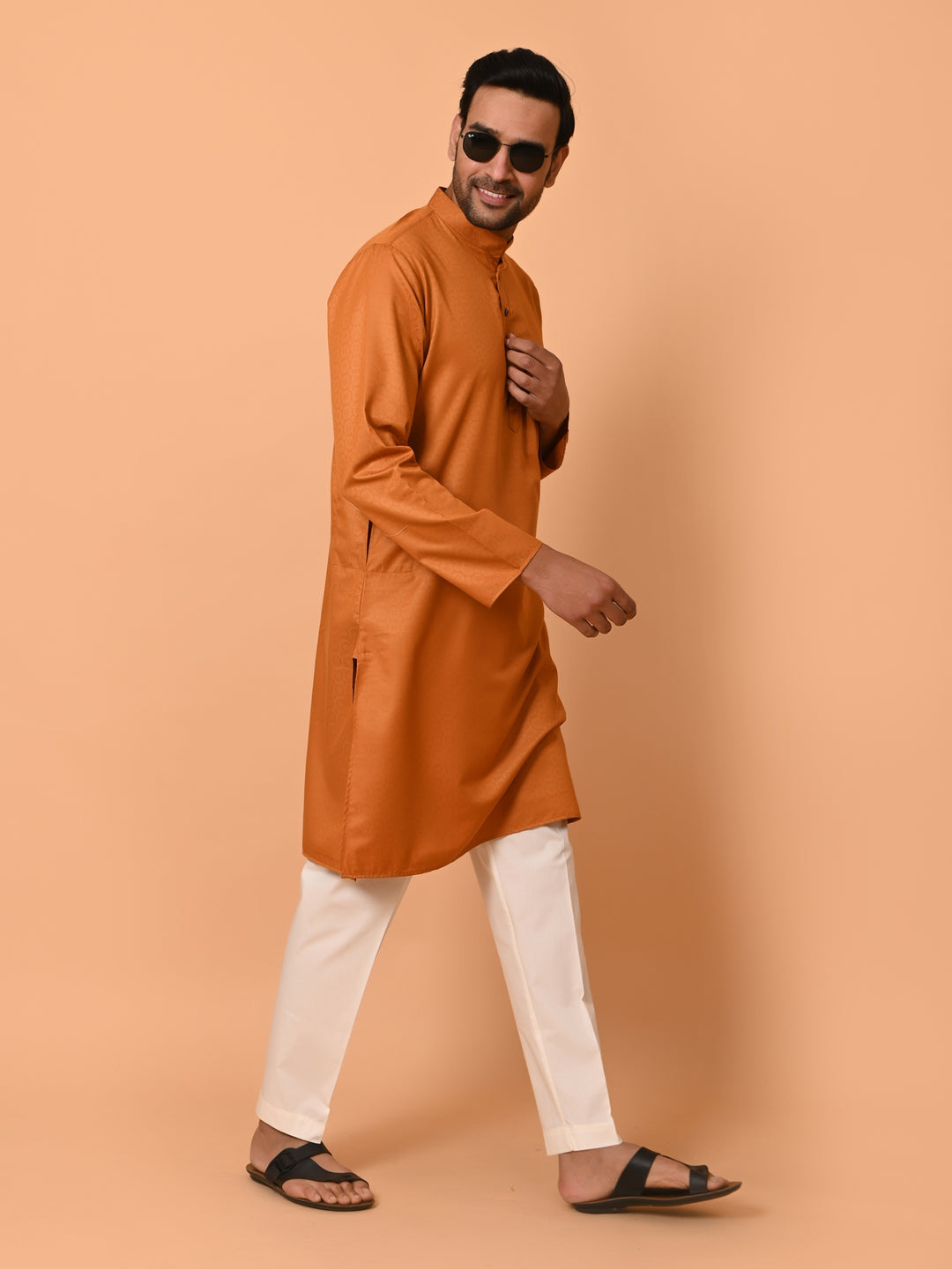 Geometric Rust Kurta Set - KM37232-35