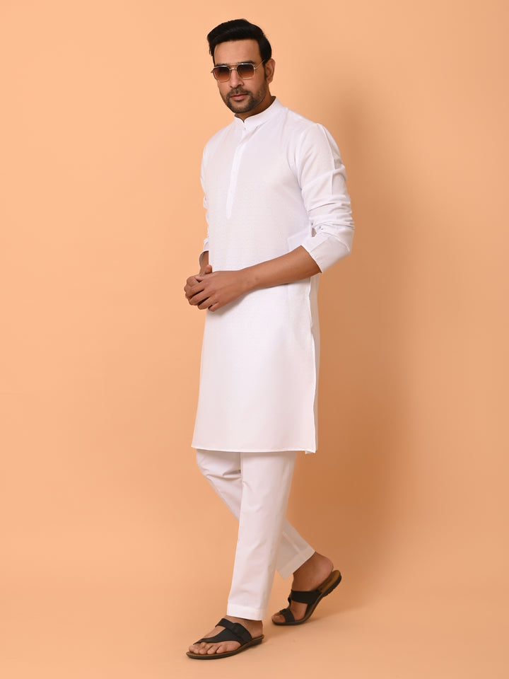 Geometric White Kurta Set - KM37232-21