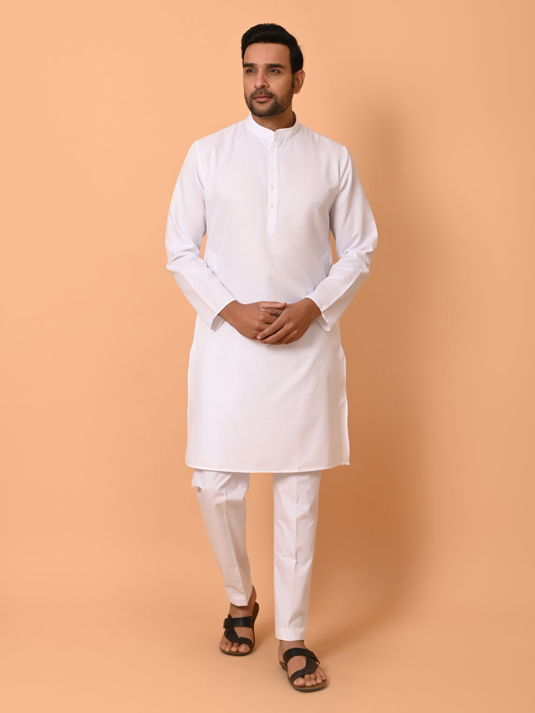 Geometric White Kurta Set - KM37232-21