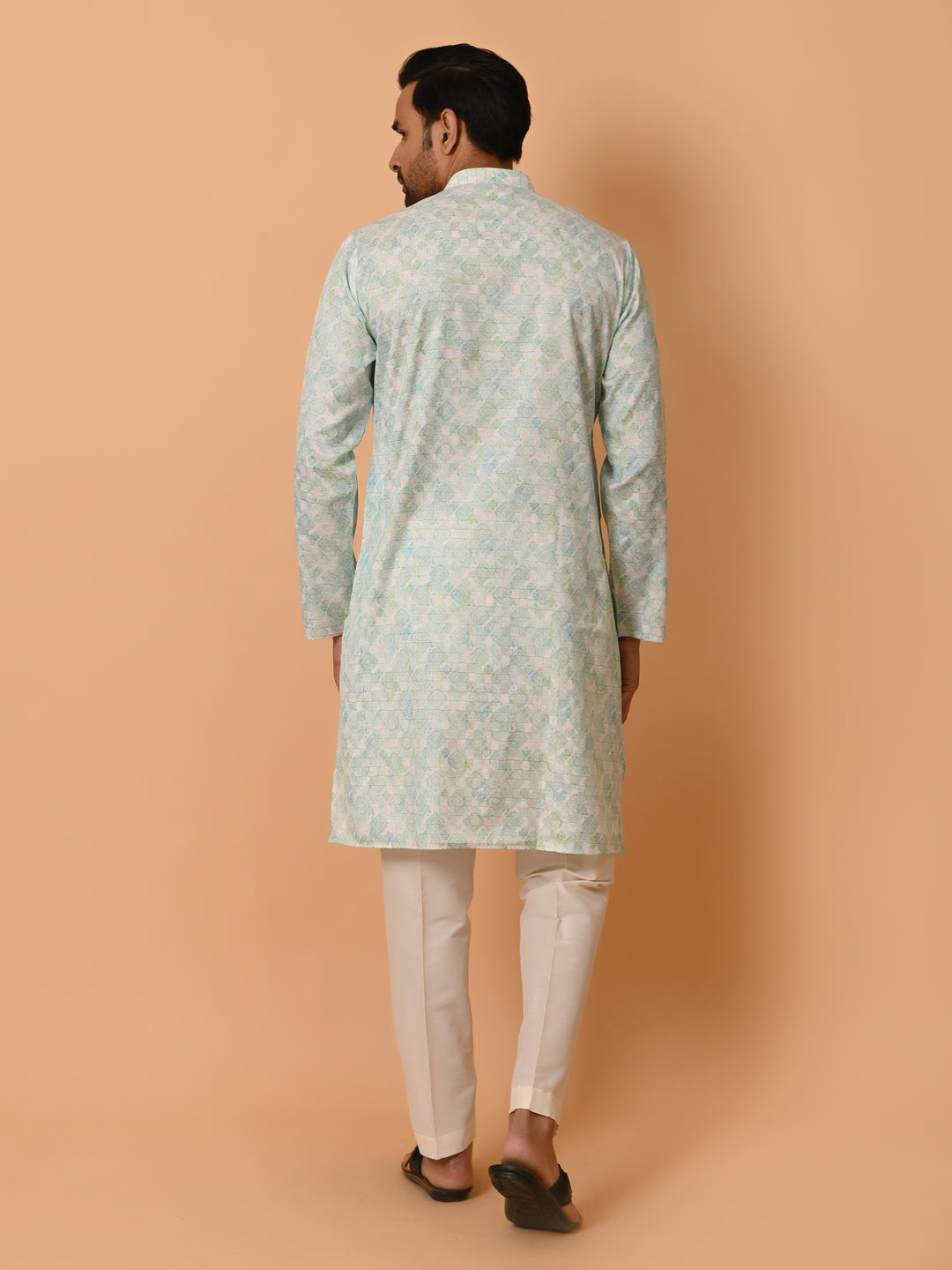 Abstract Green Kurta Set - KM37342-3