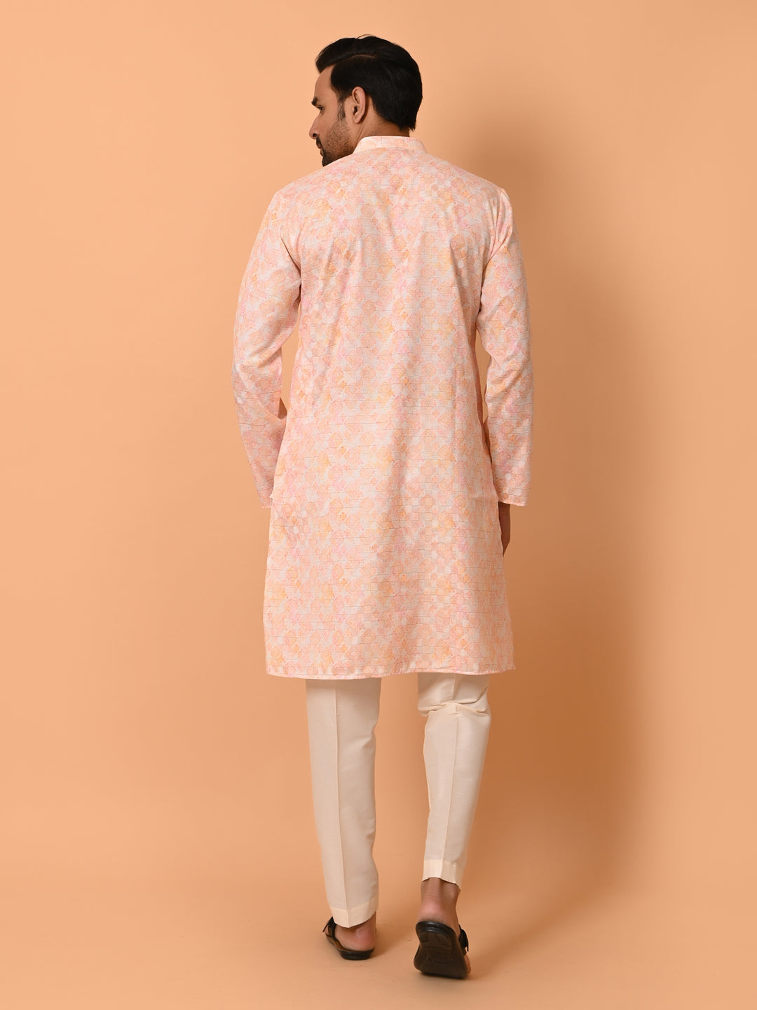 Abstract Orange Kurta Set - KM37342-1