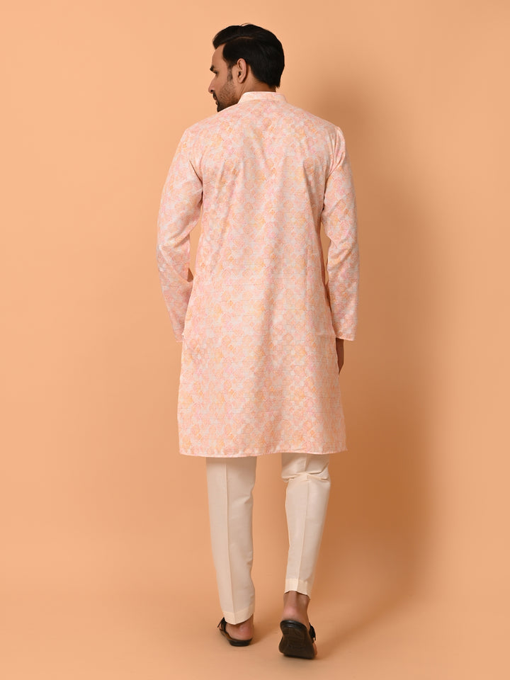 Abstract Orange Kurta Set - KM37342-1