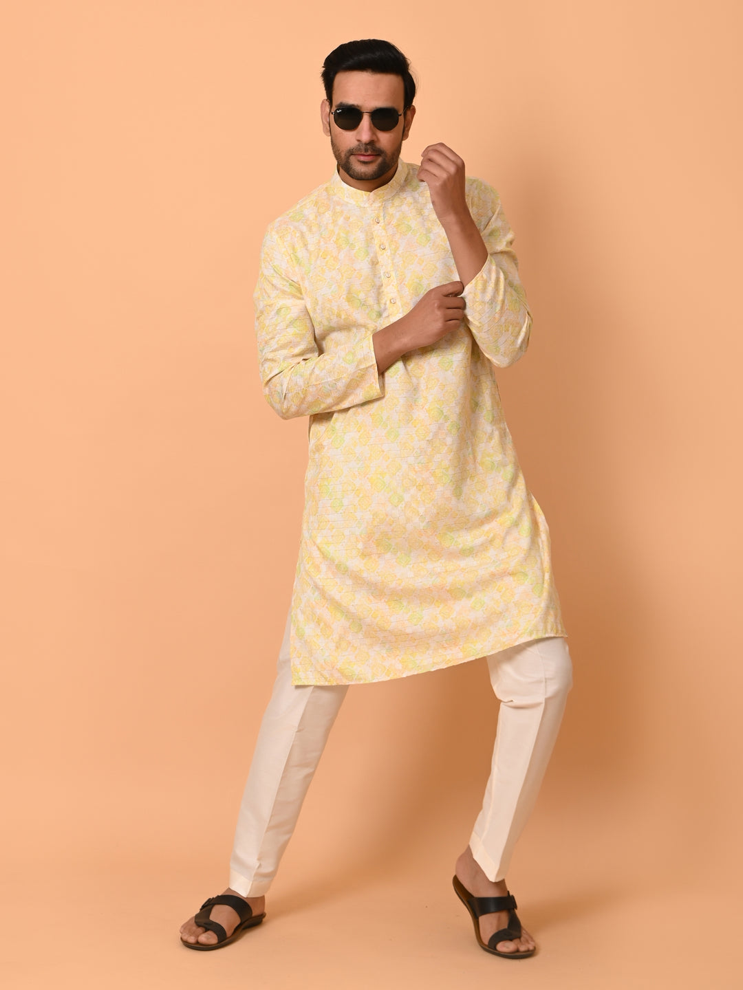 Abstract Yellow Kurta Set - KM37342-2