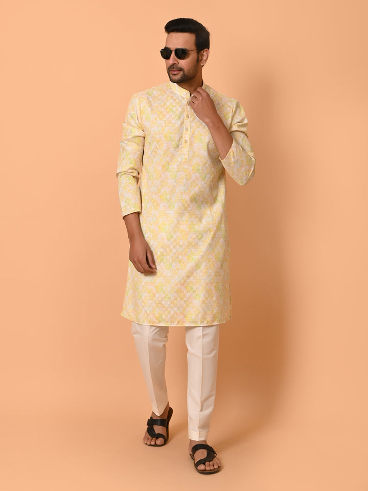 Abstract Yellow Kurta Set - KM37342-2