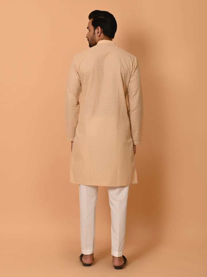 Chikan Beige Kurta Set - KM36328-5