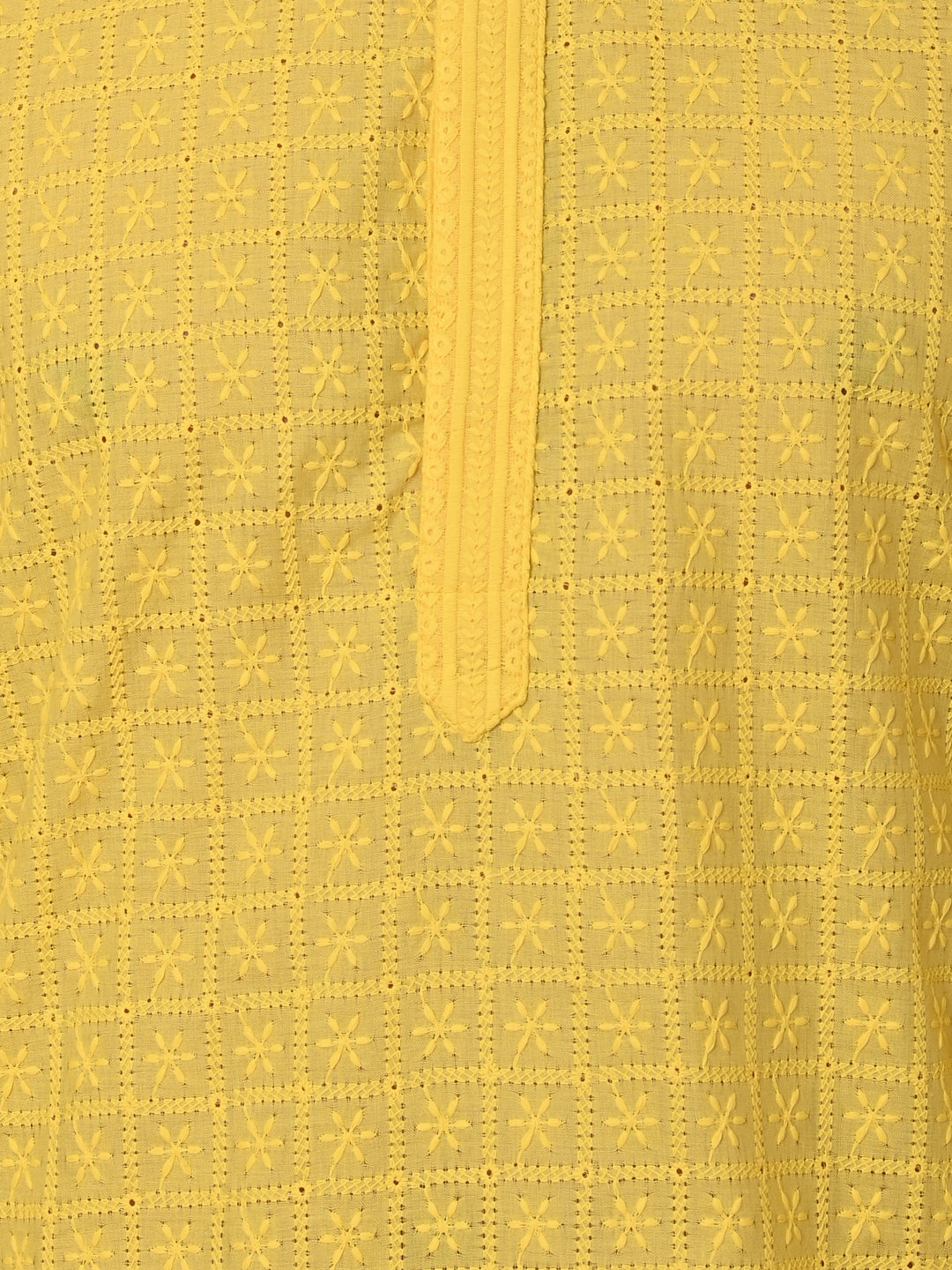 Chikan Yellow Kurta Set - KM36328-14